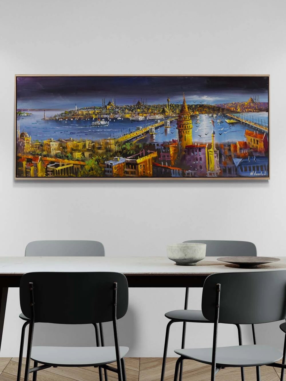 Boğaza Düşen Akşam Yağlı Boya Tablosu