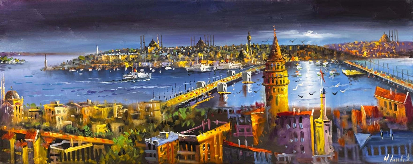 Boğaza Düşen Akşam Yağlı Boya Tablosu