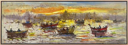 Boğaz'da Kayıkçıların Dansı Yağlı Boya Tablosu