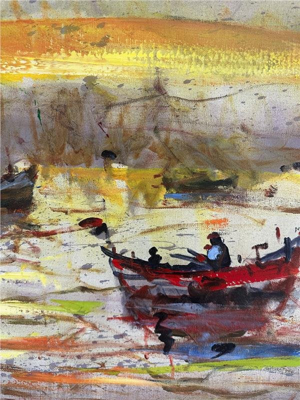 Boğaz'da Kayıkçıların Dansı Yağlı Boya Tablosu