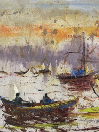 Boğaz'da Kayıkçıların Dansı Yağlı Boya Tablosu