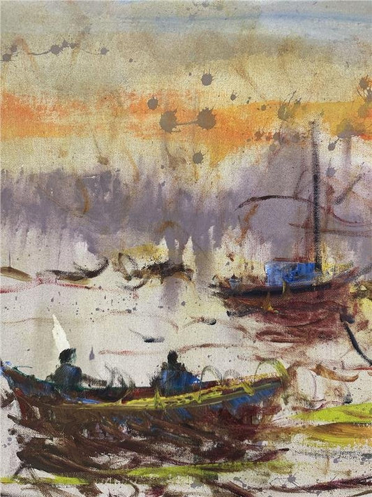 Boğaz'da Kayıkçıların Dansı Yağlı Boya Tablosu