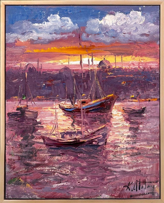 Boğazda Bir An Yağlı Boya Tablosu