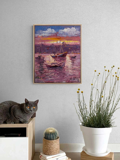 Boğazda Bir An Yağlı Boya Tablosu