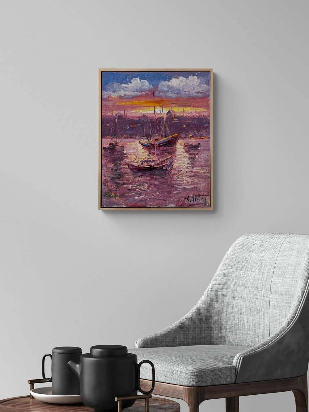 Boğazda Bir An Yağlı Boya Tablosu