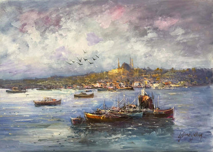 Boğazda Bir Sabah Yağlı Boya Tablosu