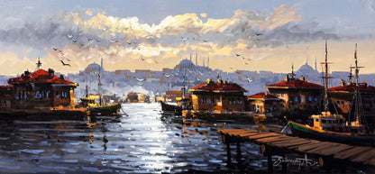 Boğazda Gün Başlarken Yağlı Boya Tablosu