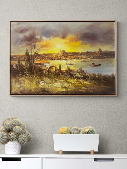 Boğazda Gün Sonu Masalı Yağlı Boya Tablosu