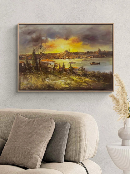 Boğazda Gün Sonu Masalı Yağlı Boya Tablosu
