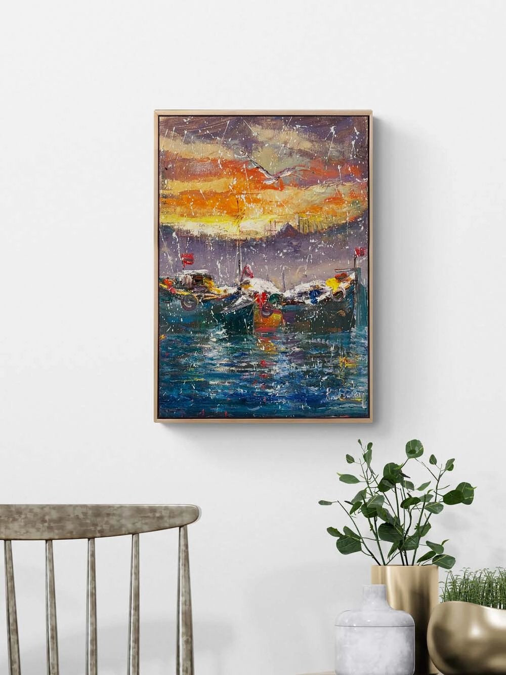 Boğazda Gün Yağlı Boya Tablosu