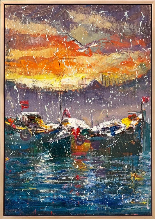 Boğazda Gün Yağlı Boya Tablosu