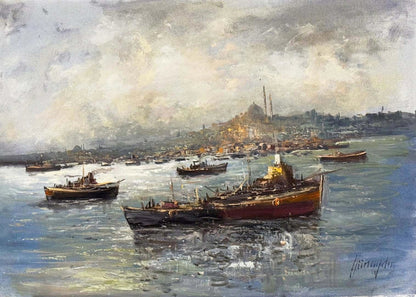 Boğazda Işık Yağlı Boya Tablosu