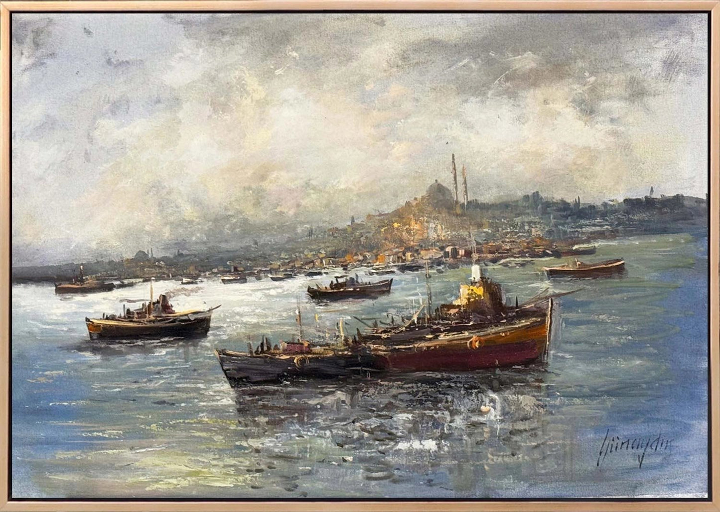 Boğazda Işık Yağlı Boya Tablosu