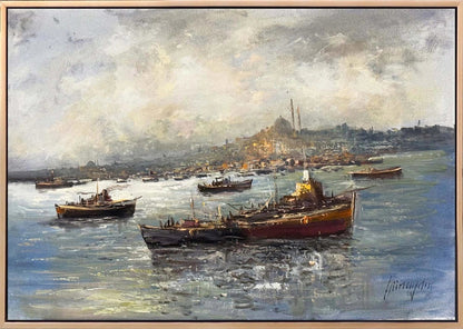 Boğazda Işık Yağlı Boya Tablosu