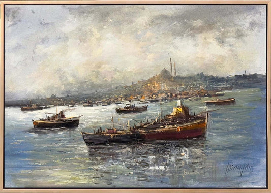 Boğazda Işık Yağlı Boya Tablosu