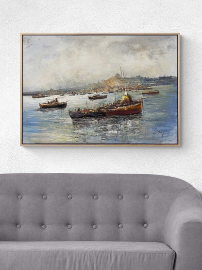 Boğazda Işık Yağlı Boya Tablosu