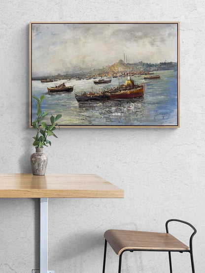 Boğazda Işık Yağlı Boya Tablosu