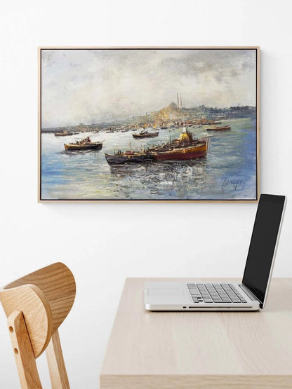 Boğazda Işık Yağlı Boya Tablosu