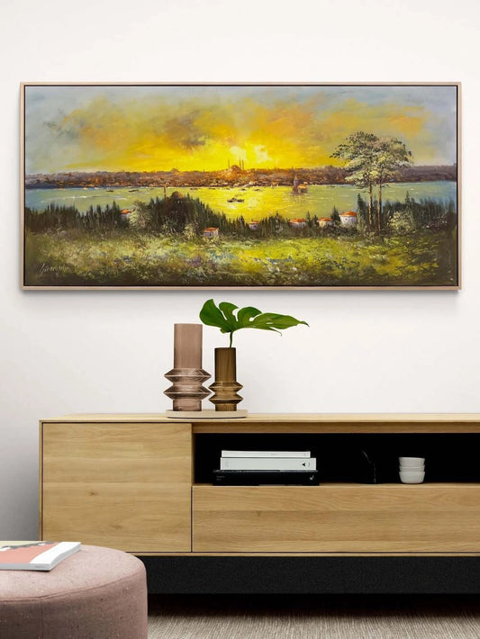 Boğazda Işık Yağmuru Yağlı Boya Tablosu