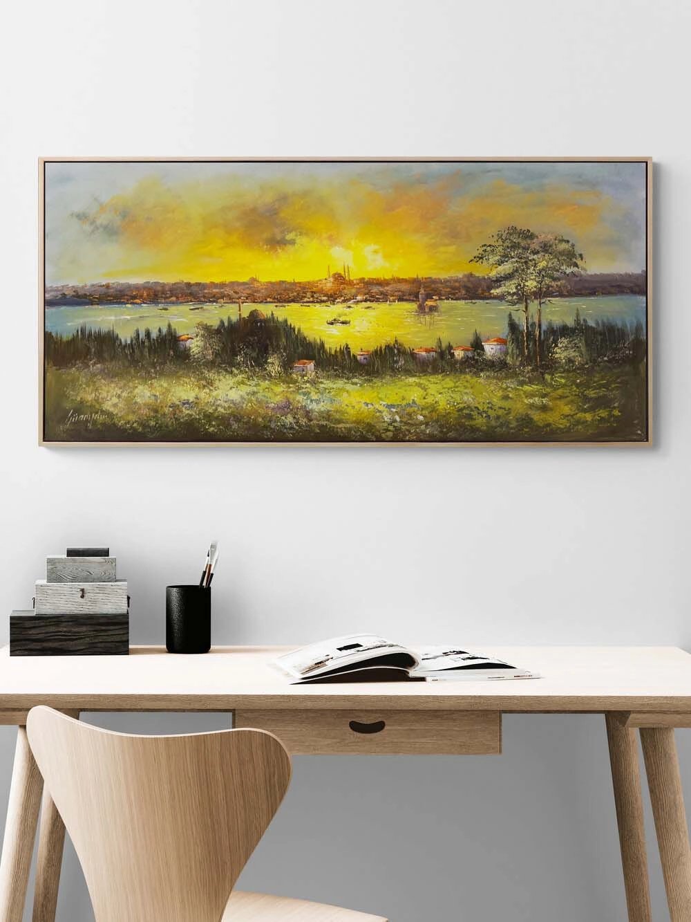 Boğazda Işık Yağmuru Yağlı Boya Tablosu