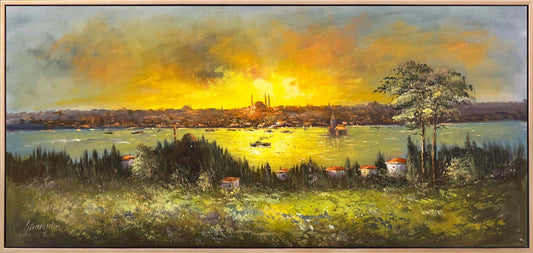 Boğazda Işık Yağmuru Yağlı Boya Tablosu