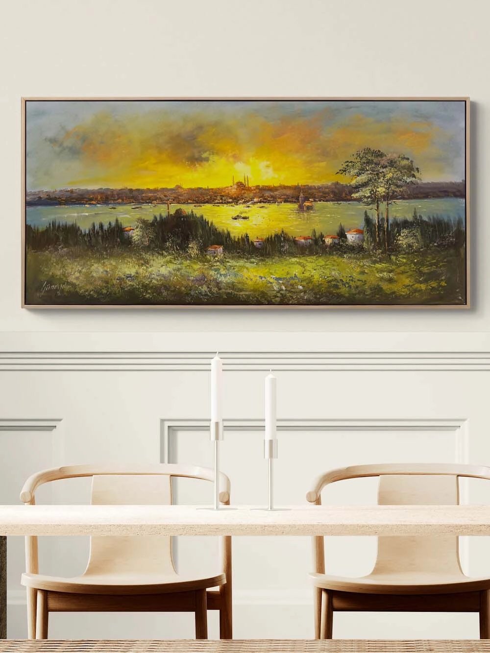 Boğazda Işık Yağmuru Yağlı Boya Tablosu