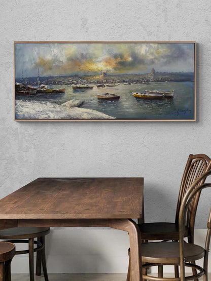 Boğazda Kış Işığı Yağlı Boya Tablosu