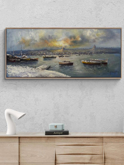 Boğazda Kış Işığı Yağlı Boya Tablosu