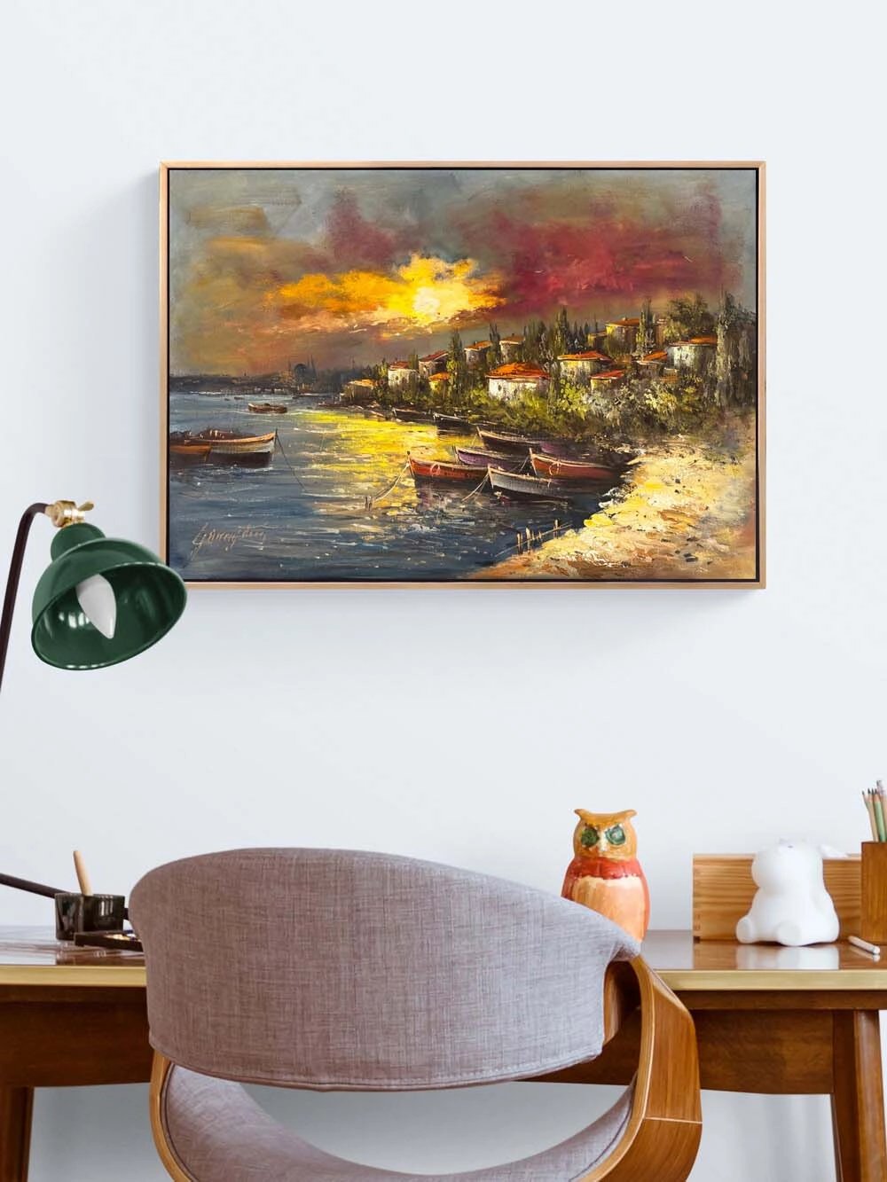 Boğazda Son Işık Yağlı Boya Tablosu