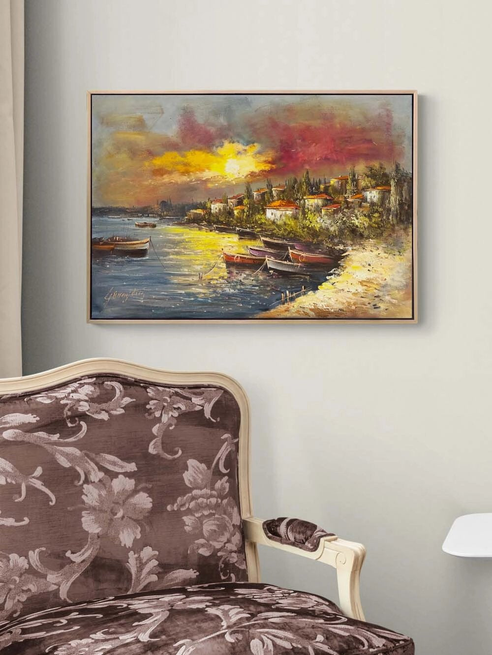 Boğazda Son Işık Yağlı Boya Tablosu