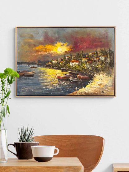 Boğazda Son Işık Yağlı Boya Tablosu