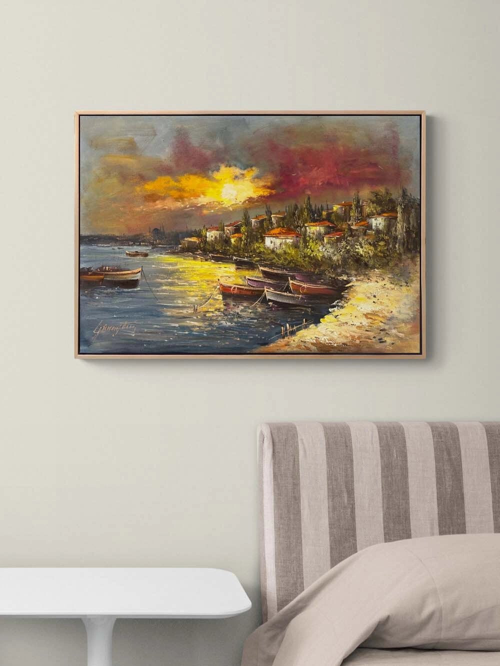 Boğazda Son Işık Yağlı Boya Tablosu