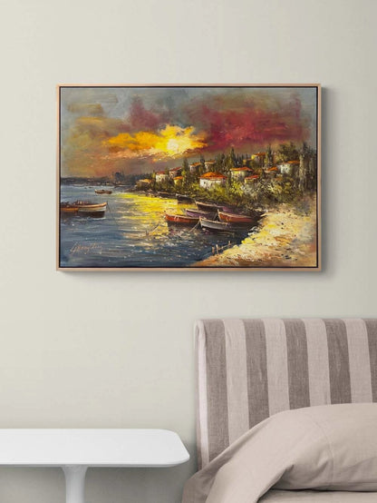 Boğazda Son Işık Yağlı Boya Tablosu