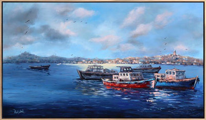Boğazda Tekneler Yağlı Boya Tablosu