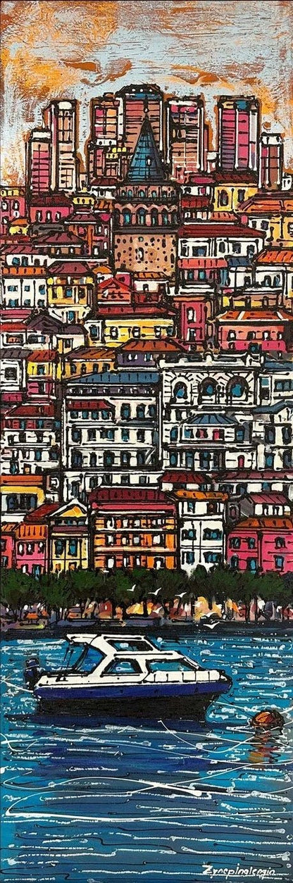 Boğazın Renkli Ritmi Yağlı Boya Tablosu