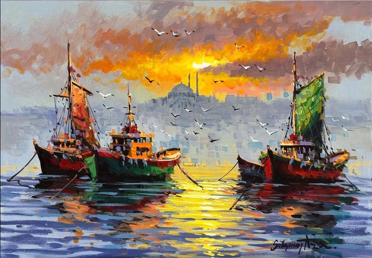 Boğazın Sessiz Avcıları Yağlı Boya Tablosu