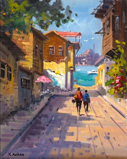 Boğazın Sokakları Yağlı Boya Tablosu