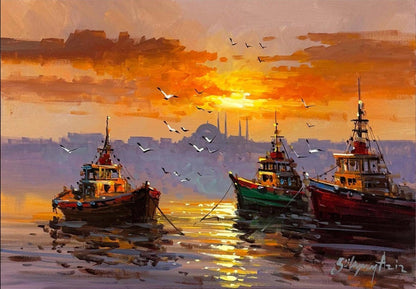 Boğazın Yolcuları Yağlı Boya Tablosu