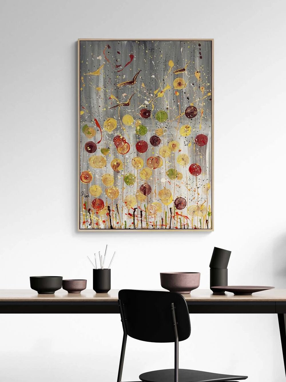 Boşlukta Çiçek Yağlı Boya Tablosu