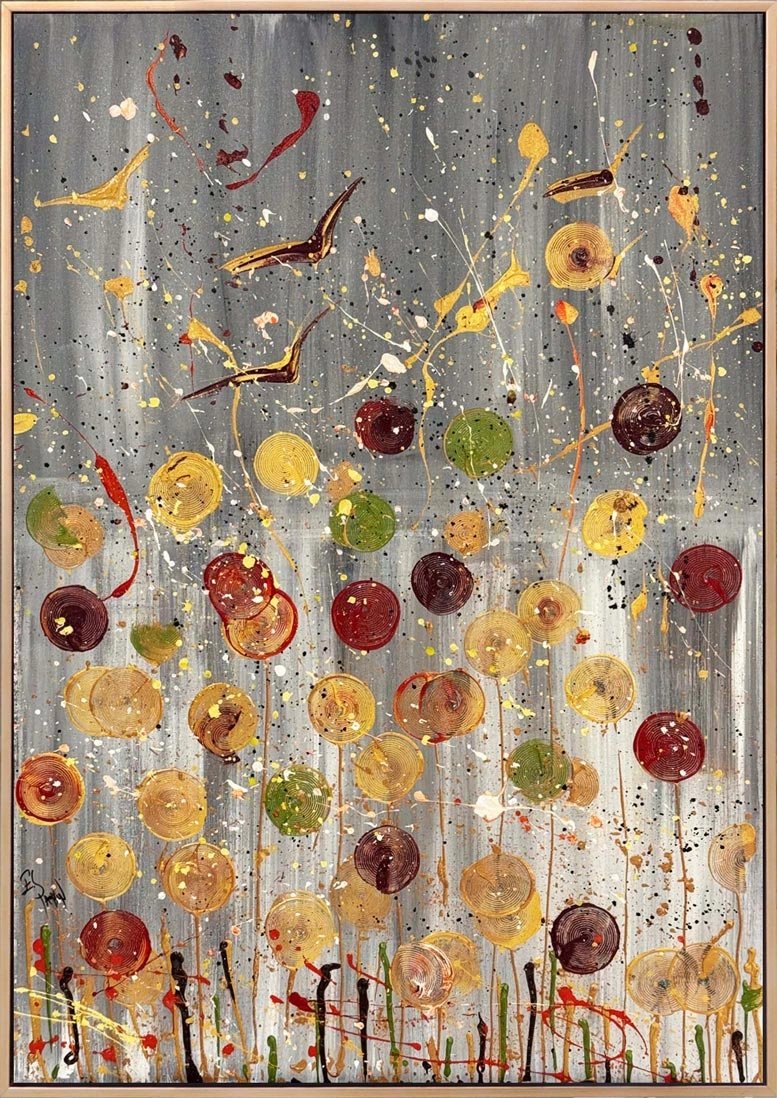 Boşlukta Çiçek Yağlı Boya Tablosu