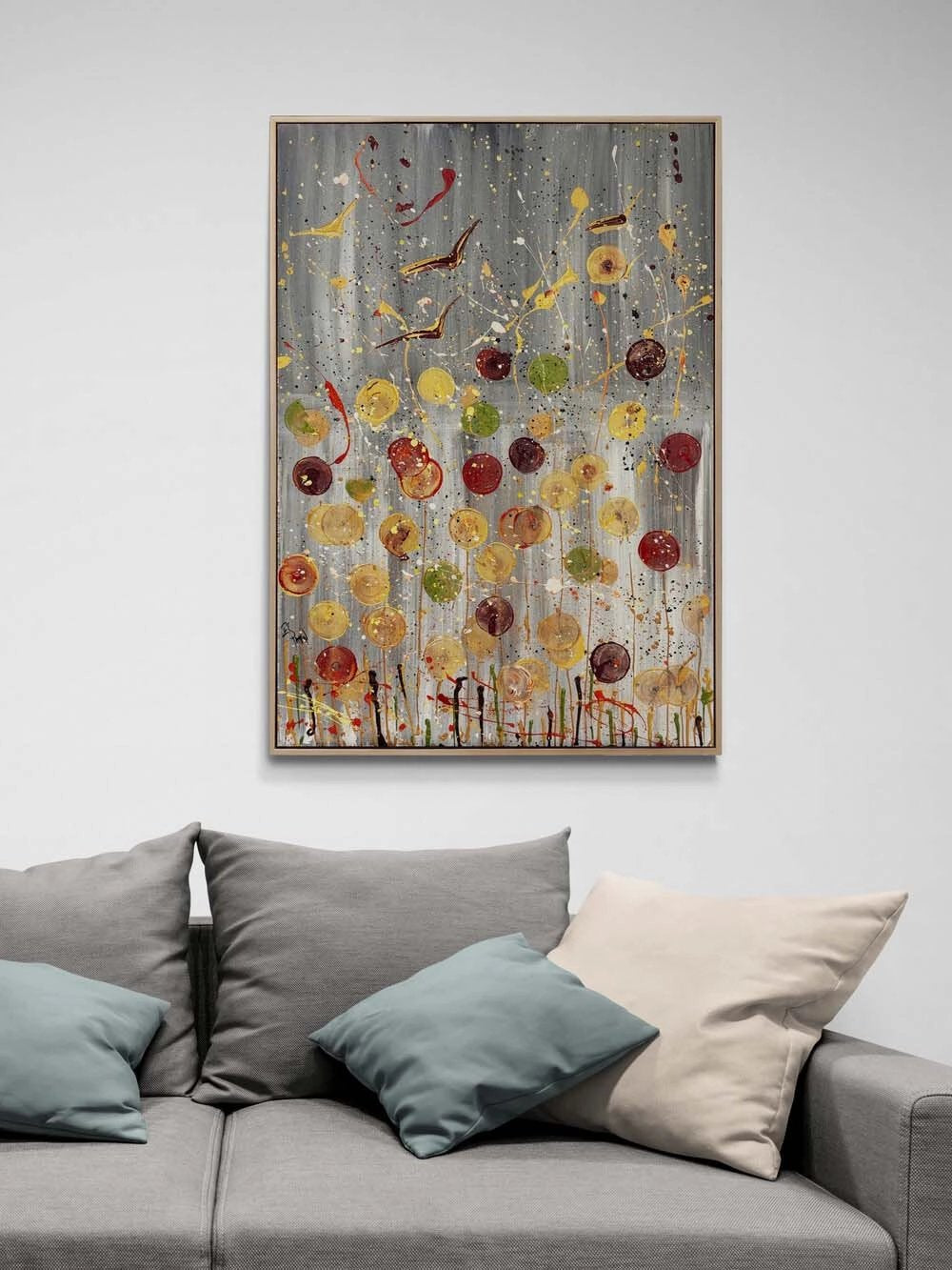 Boşlukta Çiçek Yağlı Boya Tablosu