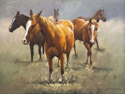 Bozkırın Özgür Atları Yağlı Boya Tablosu
