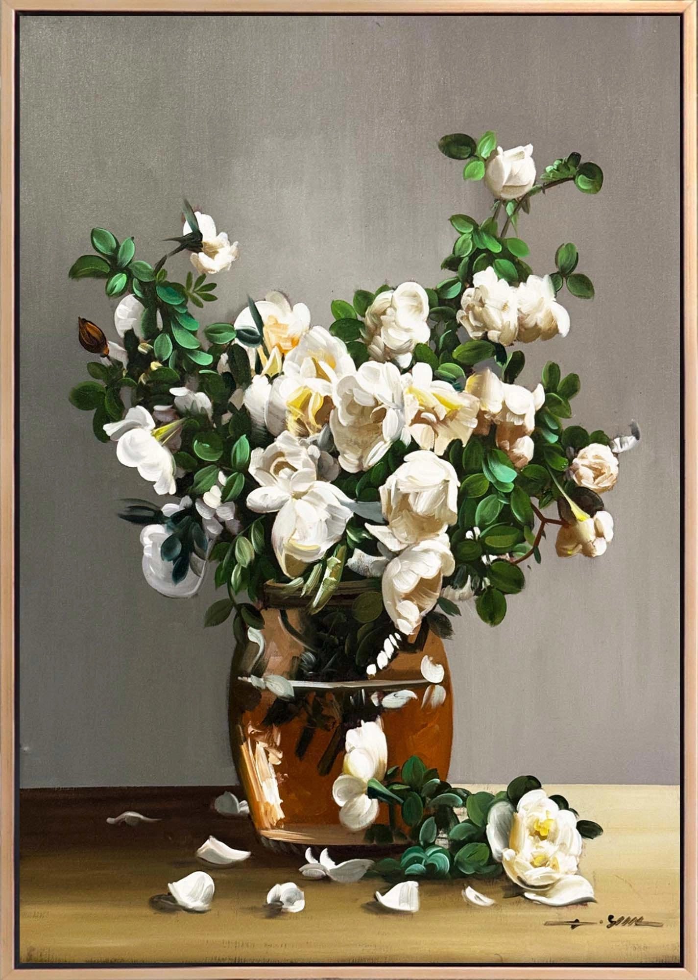 Cam Vazoda Beyazlar Yağlı Boya Tablosu