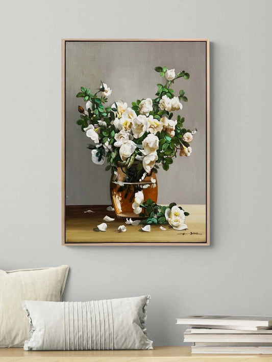 Cam Vazoda Beyazlar Yağlı Boya Tablosu