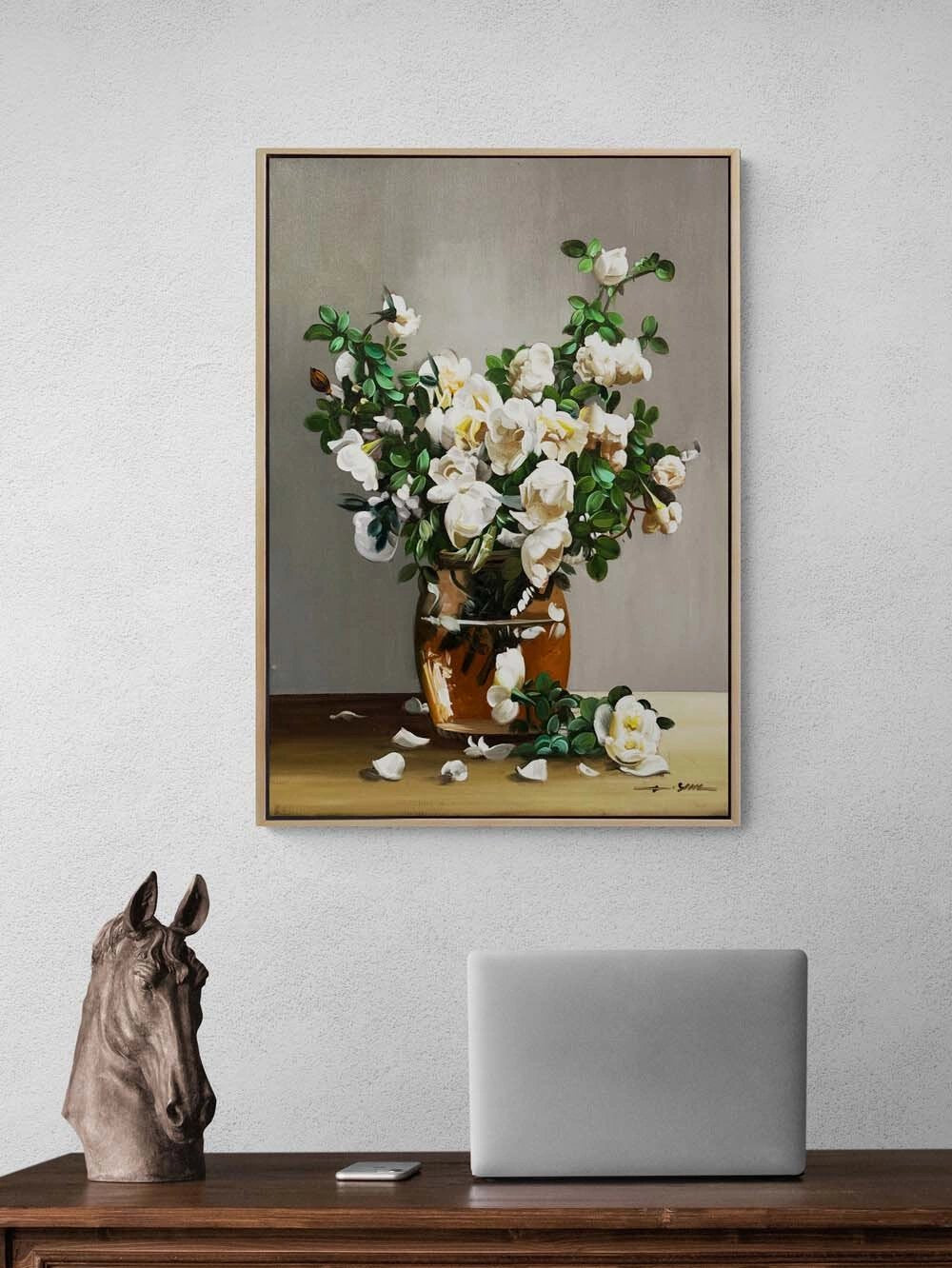 Cam Vazoda Beyazlar Yağlı Boya Tablosu