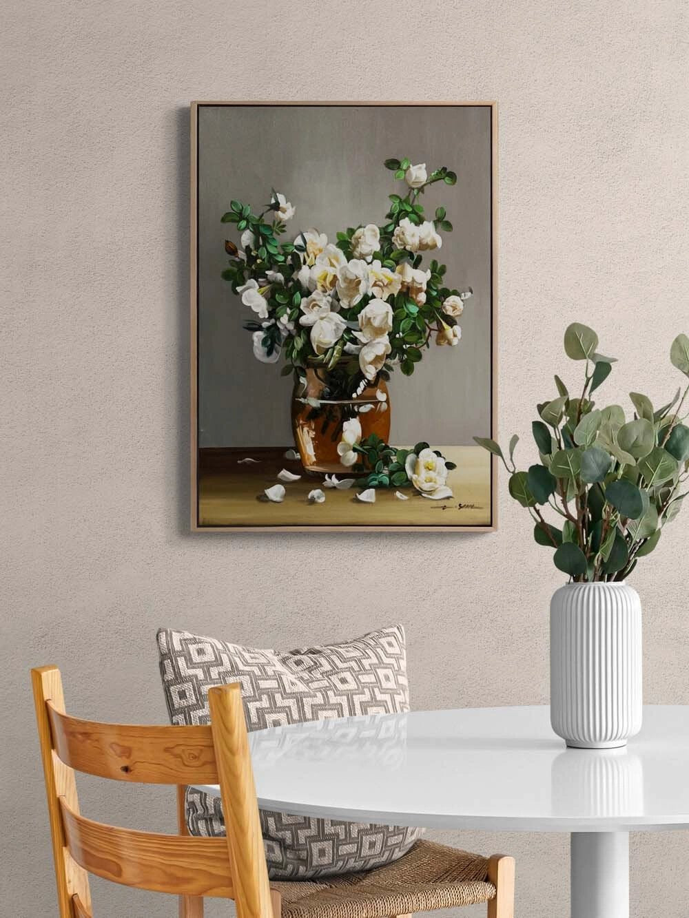 Cam Vazoda Beyazlar Yağlı Boya Tablosu