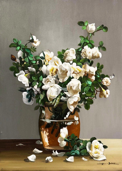 Cam Vazoda Beyazlar Yağlı Boya Tablosu