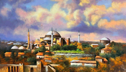 Cami ve Tarihin İzleri Yağlı Boya Tablosu