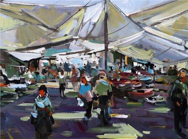 Çarşı - Bazaar Yağlı Boya Tablosu