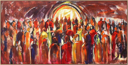 Çarşı Kalabalığı Yağlı Boya Tablosu